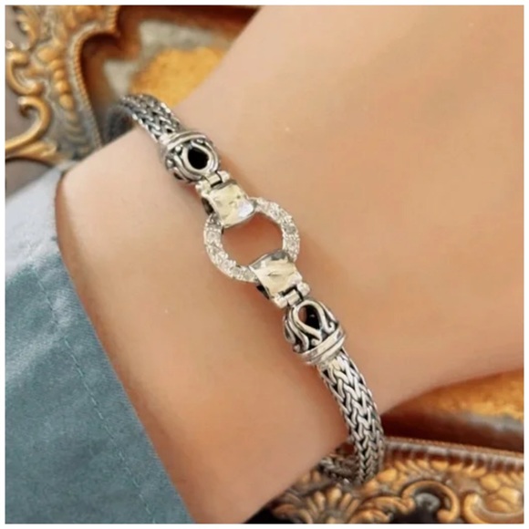 Sterling Silver Horseshoe Rope Bracelet Tribal Bohemian - Picture 2 of 4